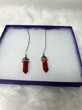 2 Red Point Pendant Necklace